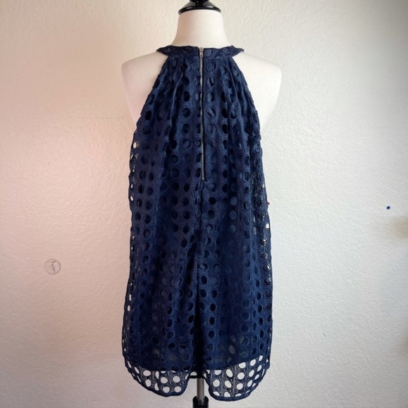 ROMEO & JULIET COUTURE ~ Navy Eyelet Mini Swing Dress ~ Size Medium - Picture 6 of 9